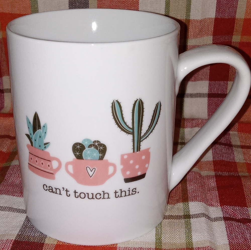 Ceramic cactus mug "can't touch this" made by 10 strawberry Street